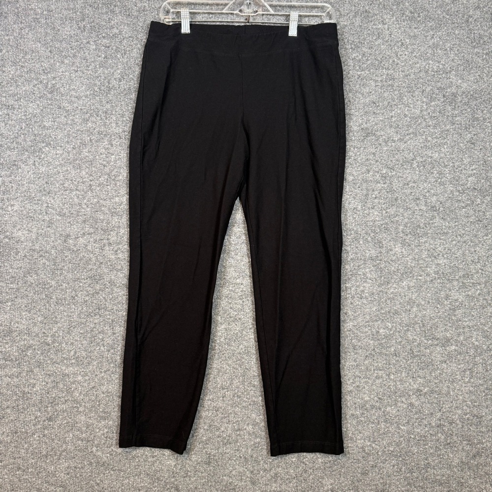 Eileen Fisher Pants Women Medium Black Stretch Jersey Tapered Pull On Capsule